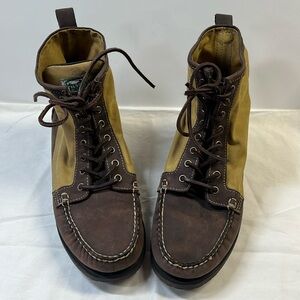 Filson Sebago Boots Mens Size 9.5 Upland Osmore Leather Tin Cloth Vibram Soles